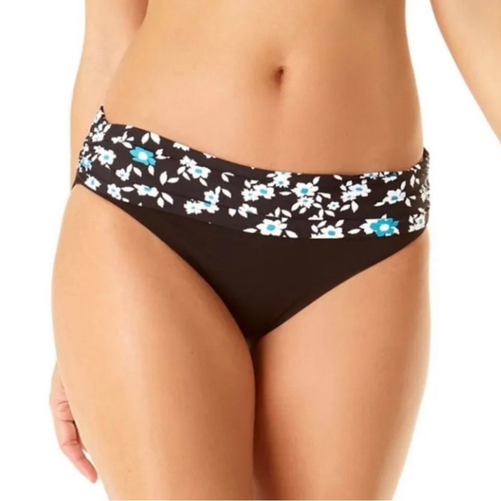 Anne Cole Beautiful Bunches Fold Over Mid-Rise Bikini Swim Bottom Size Medium